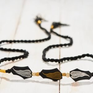 [ZOBD28] Bidri Autum Leaf Necklace